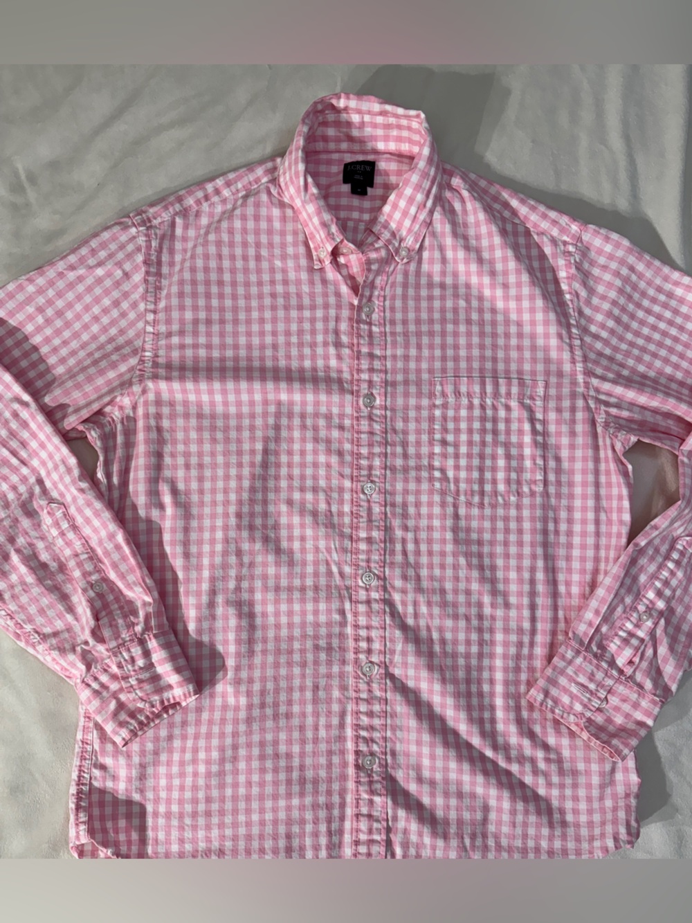 J. Crew Pink Gingham Button-Down Shirt 100% Cotton